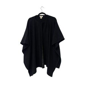 Neiman Marcus Womens Sweater One Size OS Black Cashmere Cardigan Wrap Poncho